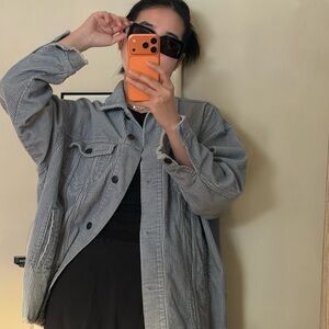 Zara Gray Striped Jean Jacket